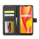 Classic Solid Color Wallet Leather Book Case priekš Realme C15 - Melns - sāniski atverams maciņš ar magnētu un stendu