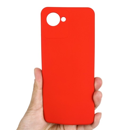 Liquid Silicone Shockproof Back Case with Strap priekš Realme C30s - Sarkans - silikona aizmugures apvalks ar auklu / bampers-vāciņš