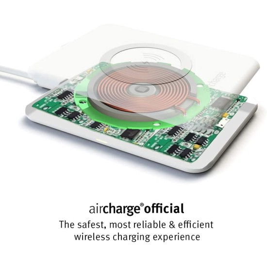 Aircharge Slimline Qi Wireless Fast Charging 5W with USB Cable - Balts - Universāls induktīvs bezvadu USB lādētājs paliktnis