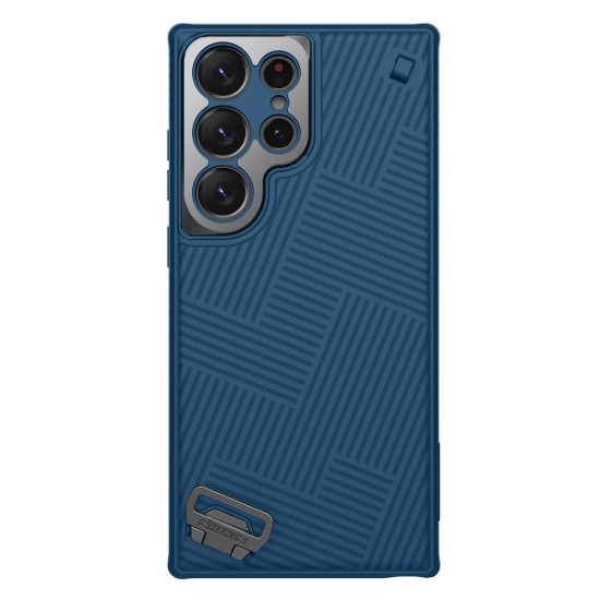 Nillkin Strap Hard Back Case priekš Samsung Galaxy S23 Ultra 5G S918 - Zils - silikona-plastikāta aizmugures apvalks ar turētāju / bampers-vāciņš