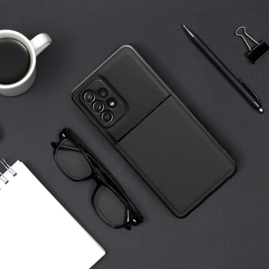 Forcell Noble Back Case priekš Xiaomi Redmi 12C - Melns - mākslīgās ādas aizmugures apvalks ar iebūvētu metālisku plāksni / bampers-vāciņš