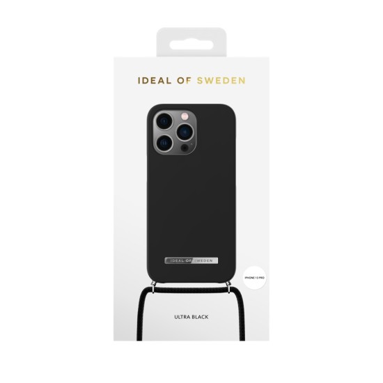 iDeal of Sweden Ordinary Necklace AW21 Back Case priekš Apple iPhone 13 Pro - Ultra Black - plastikāta aizmugures apvalks ar auklu / bampers-vāciņš
