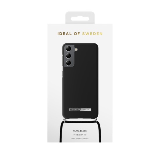 iDeal of Sweden Ordinary Necklace AW21 Back Case priekš Samsung Galaxy S21 G991 - Ultra Black - plastikāta aizmugures apvalks ar auklu / bampers-vāciņš
