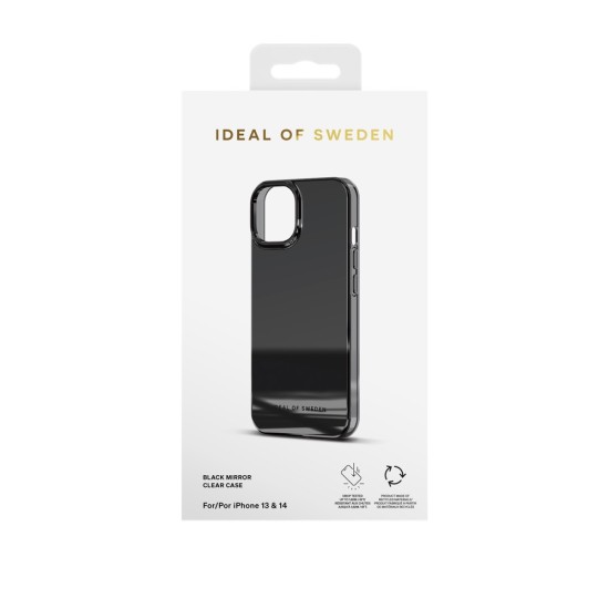iDeal of Sweden Mirror Back Case priekš Apple iPhone 14 - Mirror Black - silikona-plastikāta aizmugures apvalks / bampers-vāciņš