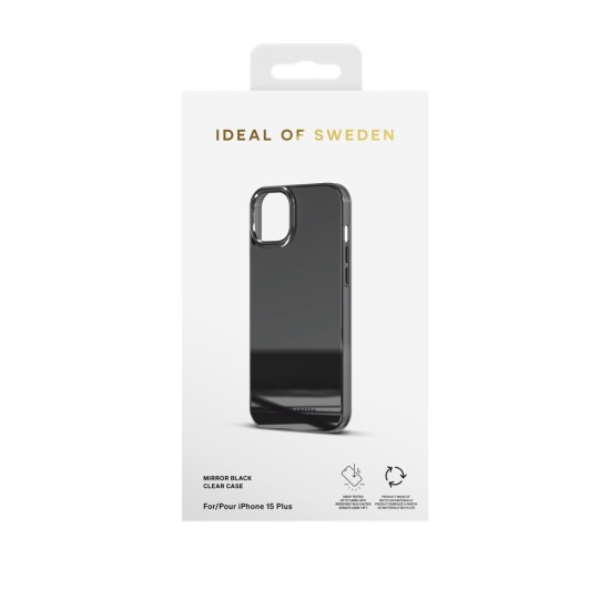 iDeal of Sweden Mirror Back Case priekš Apple iPhone 15 Plus - Mirror Black - silikona-plastikāta aizmugures apvalks / bampers-vāciņš