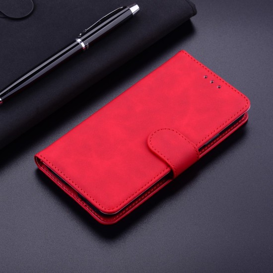 Solid Color Wallet Stand Leather Shockproof Book Case для Nokia G22 - Красный - чехол-книжка с магнитом и стендом / подставкой