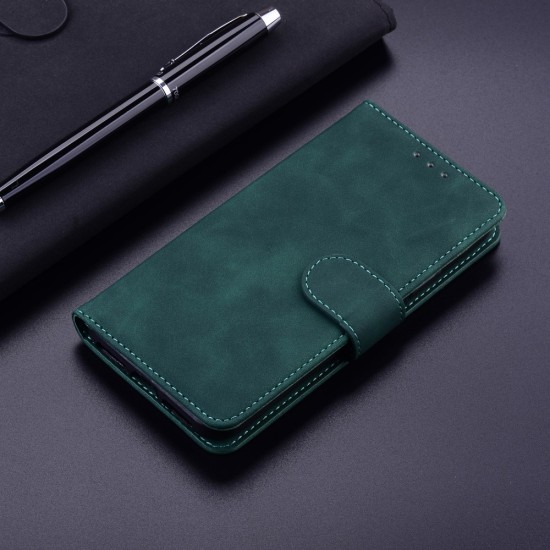 Solid Color Wallet Stand Leather Shockproof Book Case priekš Nokia G22 - Zaļš - sāniski atverams maciņš ar magnētu un stendu