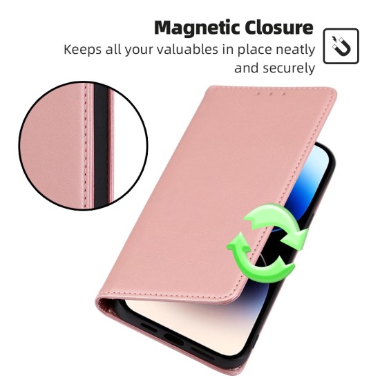 Calf Texture PU Leather Book Case для Nokia G22 - Розовый - чехол-книжка со стендом / подставкой
