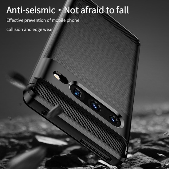 Mofi Carbon Fiber Texture Back Case priekš Google Pixel 7 Pro 5G - Melns - silikona aizmugures apvalks / bampers-vāciņš