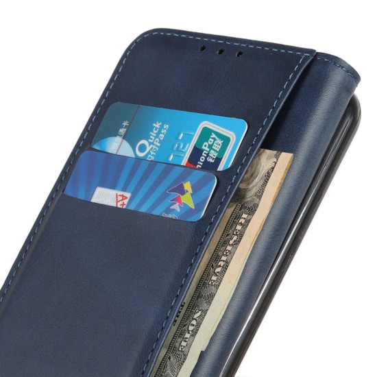 Cowhide Texture PU Leather Auto Magnetic Book Case priekš Huawei Nova Y61 - Zils - sāniski atverams maciņš ar stendu / grāmatveida maks
