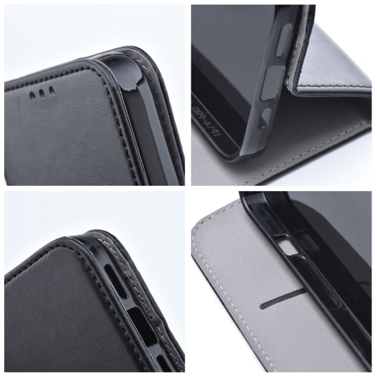 Smart Magneto Book Case priekš Xiaomi Redmi Note 13 4G - Melns - sāniski atverams maciņš ar stendu / grāmatveida maks