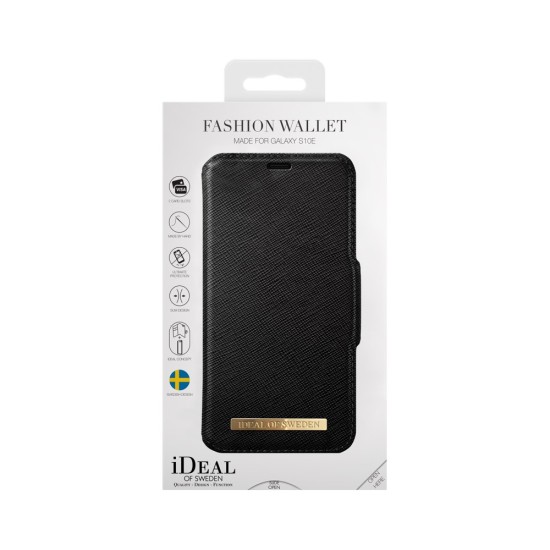 iDeal of Sweden Fashion Wallet Case priekš Samsung Galaxy S10e / S10e EE G970 - Black - mākslīgās ādas sāniski atverams maciņš ar bamperu uz magnēta