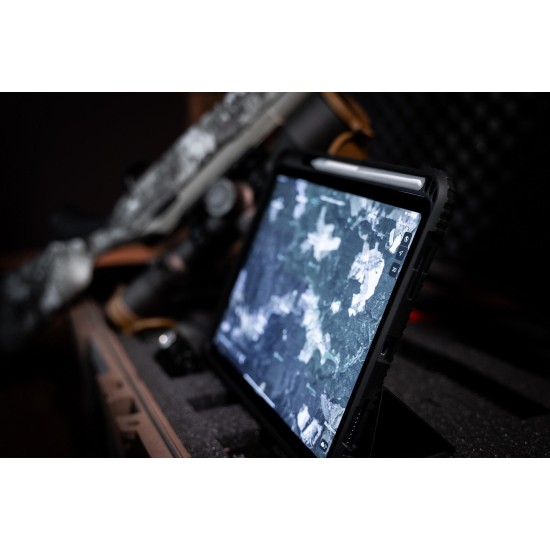 Tactical Heavy Duty Tri-fold Stand PU Book Case with Stylus Pocket priekš Apple iPad 10.9 (2022) - Melns - triecienizturīgs sāniski atverams maciņš ar stendu