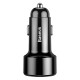 Baseus Digital Display PD / QC 4.0 2xUSB 6A / 45W Car Charger - Melns - USB Auto lādētājs telefoniem un planšetdatoriem