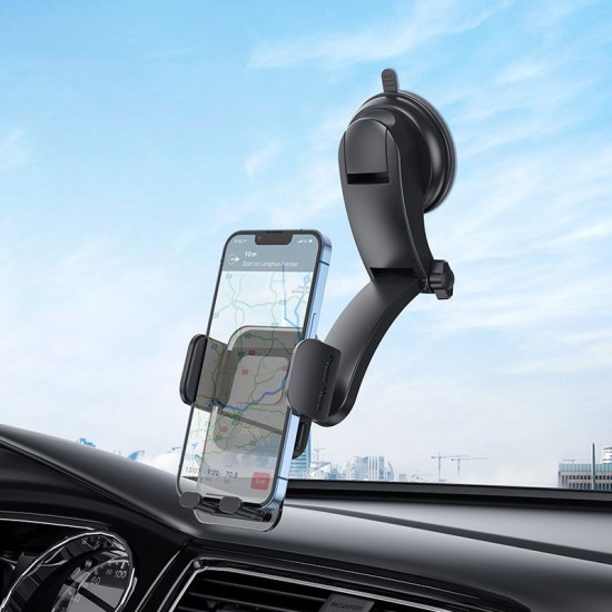 Hoco CA118 Phone Holder for Dashboard / Windshield - Melns - Universāls stiprinājums uz automašīnas paneļa vai loga