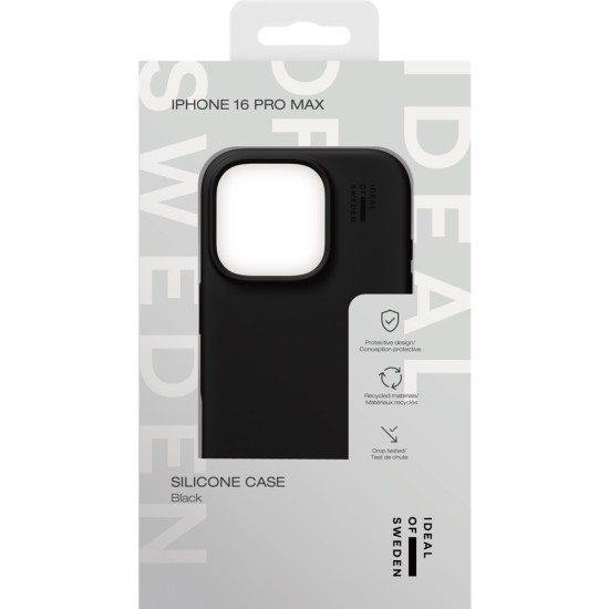 iDeal of Sweden Silicone Back Case priekš Apple iPhone 16 Pro Max - Black - silikona aizmugures apvalks / bampers-vāciņš