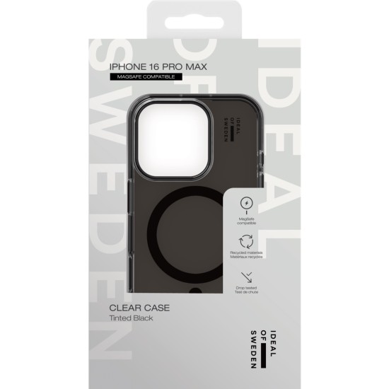 iDeal of Sweden Clear MagSafe Back Case priekš Apple iPhone 16 Pro Max - Tinted Black - silikona aizmugures apvalks / bampers-vāciņš