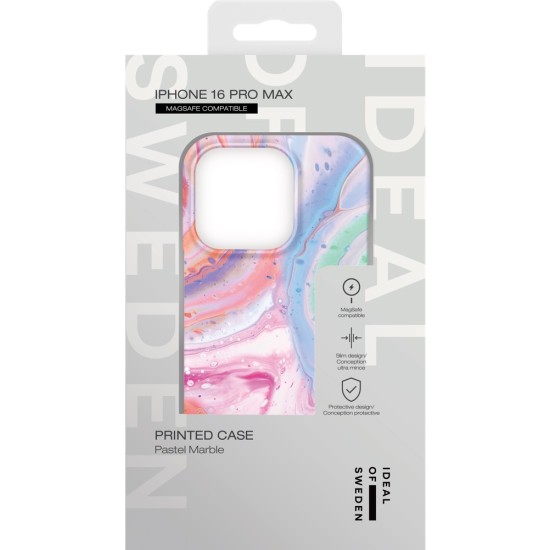 iDeal of Sweden Fashion MagSafe Back Case priekš Apple iPhone 16 Pro Max - Pastel Marble - plastikāta aizmugures apvalks ar iebūvētu metālisku plāksni / bampers-vāciņš