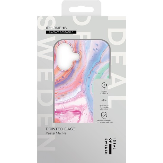 iDeal of Sweden Fashion MagSafe Back Case для Apple iPhone 16 - Pastel Marble - пластиковый чехол-накладка с встроенной металической пластиной / бампер-крышка