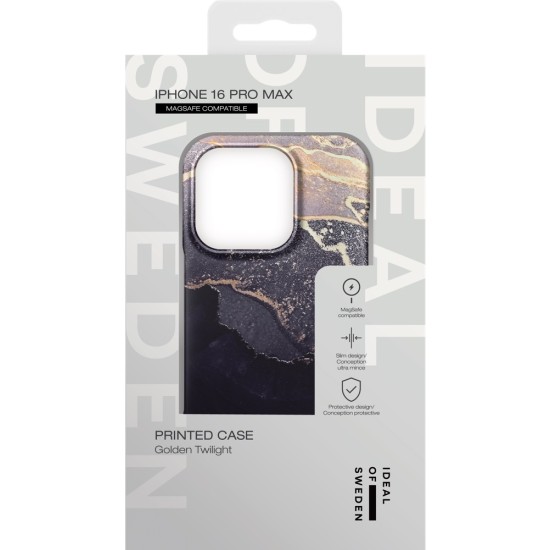 iDeal of Sweden Fashion MagSafe Back Case priekš Apple iPhone 16 Pro Max - Golden Twilight Marble - plastikāta aizmugures apvalks ar iebūvētu metālisku plāksni / bampers-vāciņš