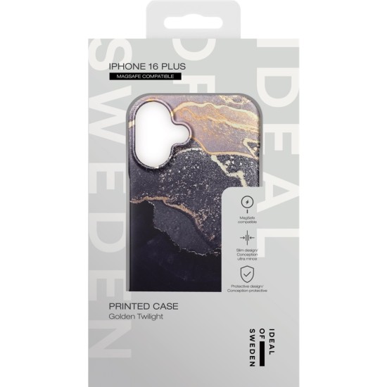 iDeal of Sweden Fashion MagSafe Back Case priekš Apple iPhone 16 Plus - Golden Twilight Marble - plastikāta aizmugures apvalks ar iebūvētu metālisku plāksni / bampers-vāciņš