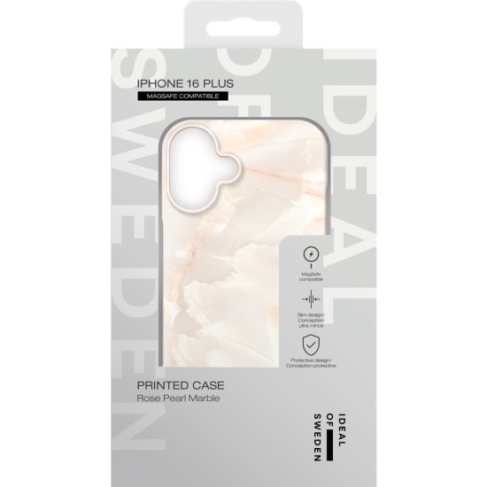 iDeal of Sweden Fashion MagSafe Back Case priekš Apple iPhone 16 Plus - Rose Pearl Marble - plastikāta aizmugures apvalks ar iebūvētu metālisku plāksni / bampers-vāciņš