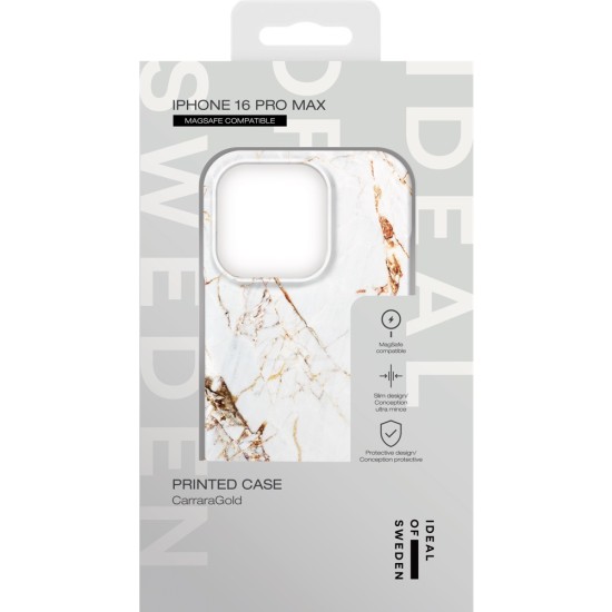 iDeal of Sweden Fashion MagSafe Back Case для Apple iPhone 16 Pro Max - Carrara Gold - пластиковый чехол-накладка с встроенной металической пластиной / бампер-крышка