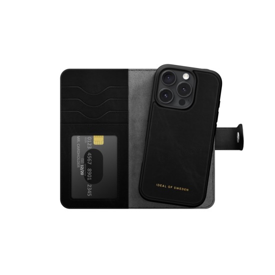 iDeal of Sweden Magnet Wallet+ Case priekš Apple iPhone 16 Pro Max - Black - mākslīgās ādas sāniski atverams maciņš ar bamperu uz magnēta