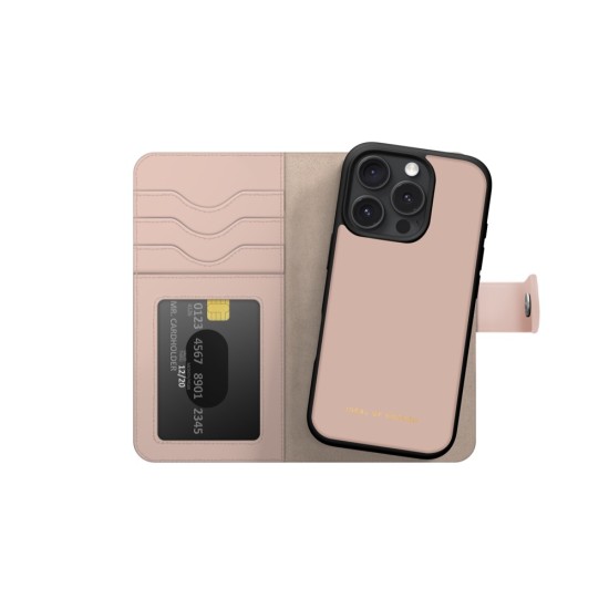 iDeal of Sweden Magnet Wallet+ Case priekš Apple iPhone 16 Pro - Pink - mākslīgās ādas sāniski atverams maciņš ar bamperu uz magnēta