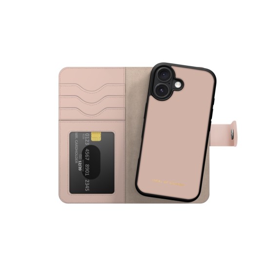 iDeal of Sweden Magnet Wallet+ Case priekš Apple iPhone 16 Plus - Pink - mākslīgās ādas sāniski atverams maciņš ar bamperu uz magnēta