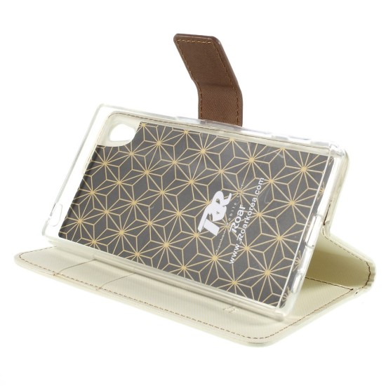 RoarKorea Simply Life Diary Sony Xperia Z3 Plus E6553 / Z4 - Balts - sāniski atverams maciņš ar stendu (ādas maks, grāmatiņa, leather book wallet case cover stand)