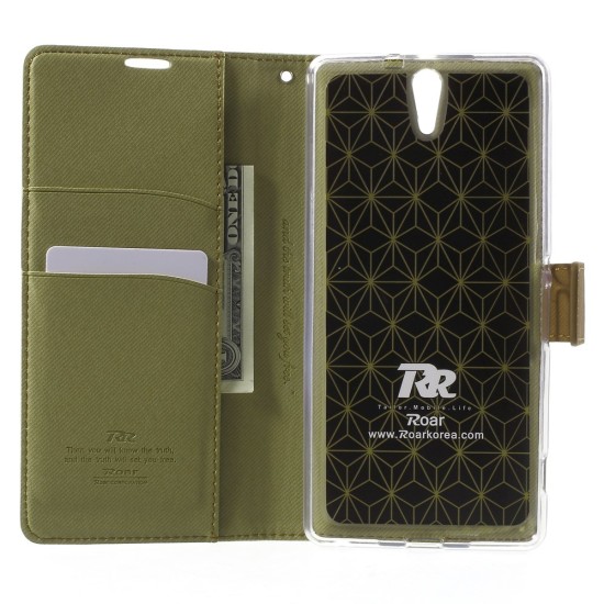 RoarKorea Simply Life Diary Asus Zenfone 2 5.0-inch - Haki Zaļš - sāniski atverams maciņš ar stendu (ādas maks, grāmatiņa, leather book wallet case cover stand)