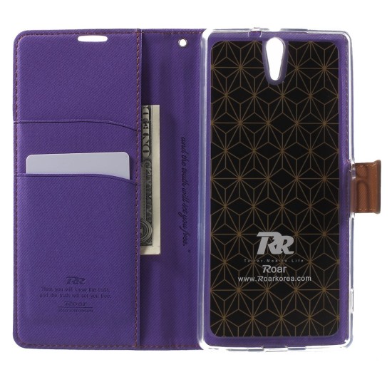 RoarKorea Simply Life Diary Asus Zenfone 2 5.0-inch - Violets - sāniski atverams maciņš ar stendu (ādas maks, grāmatiņa, leather book wallet case cover stand)