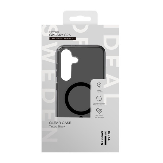 iDeal of Sweden Clear MagSafe Back Case priekš Samsung Galaxy S25 5G S931 / S24 5G S921 - Tinted Black - silikona aizmugures apvalks / bampers-vāciņš