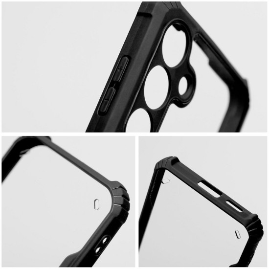 Anti-Drop Back Case priekš Samsung Galaxy M35 5G M356 - Caurspīdīgs / Melns - triecienizturīgs silikona-plastikāta aizmugures apvalks / bampers-vāciņš