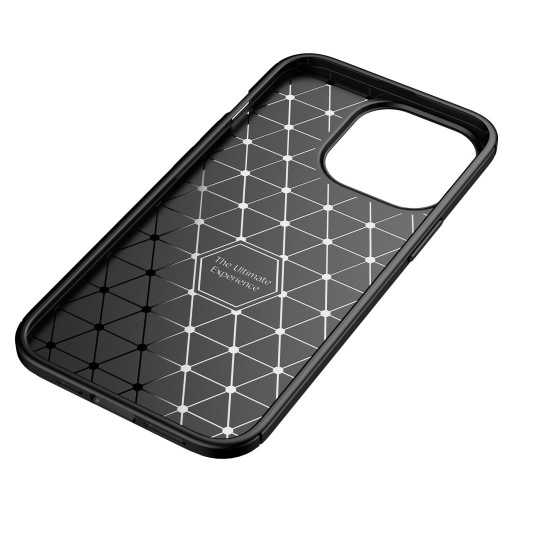Carbon Premium Back Case priekš Apple iPhone 12 / 12 Pro - Melns - silikona aizmugures apvalks / bampers-vāciņš