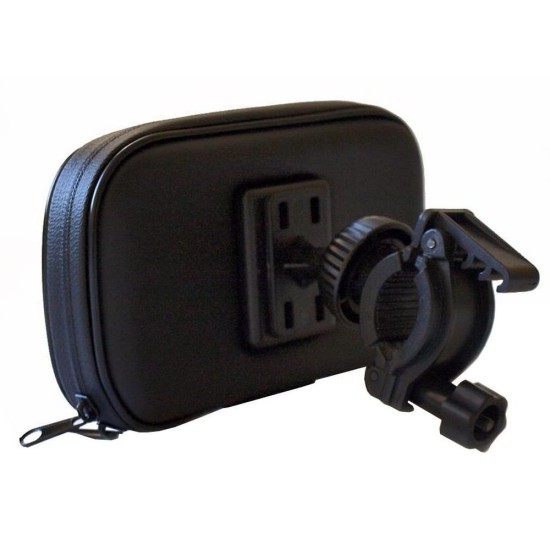 ART Leather Phone holder for Handlebar for Phone - Melns - Universāls telefona turētājs / maks uz motocikla stūres un rāvējslēdzēju