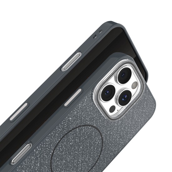 Glitter Thin Magsafe Back Case priekš Apple iPhone 13 - Melns - silikona aizmugures apvalks / bampers-vāciņš