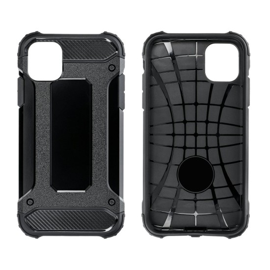 Forcell Armor Case priekš Samsung Galaxy S21 G991 - Melns - triecienizturīgs silikona aizmugures apvalks / bampers-vāciņš