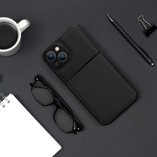 Forcell Noble Back Case priekš Xiaomi Redmi Note 11 Pro / Note 12 Pro 4G - Melns - mākslīgās ādas aizmugures apvalks ar iebūvētu metālisku plāksni / bampers-vāciņš