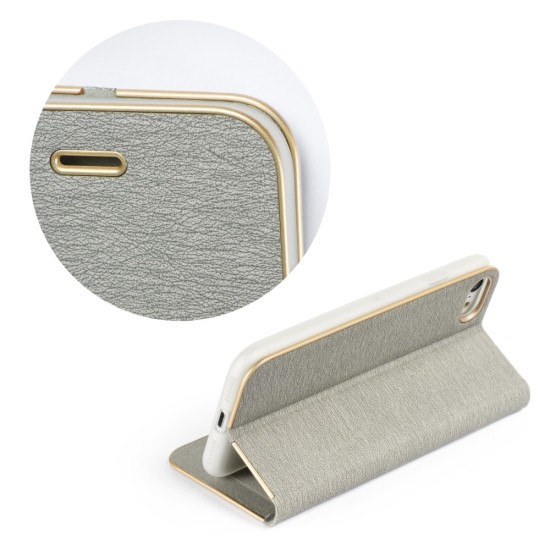 Luna Book Gold Case priekš Samsung Galaxy A05s A057G - Sudrabains - sāniski atverams maciņš ar magnētu un stendu