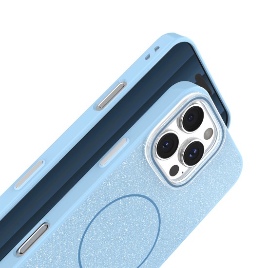 Glitter Thin Magsafe Back Case priekš Apple iPhone 16 Pro Max - Zils - silikona aizmugures apvalks / bampers-vāciņš