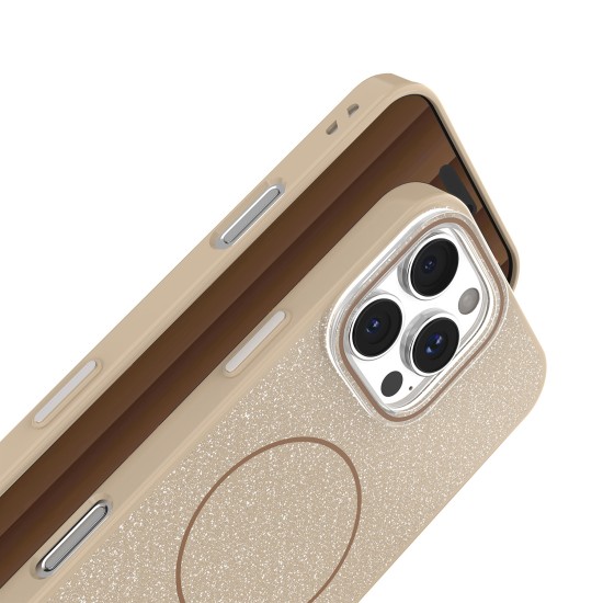 Glitter Thin Magsafe Back Case priekš Apple iPhone 14 Pro - Brūns - silikona aizmugures apvalks / bampers-vāciņš