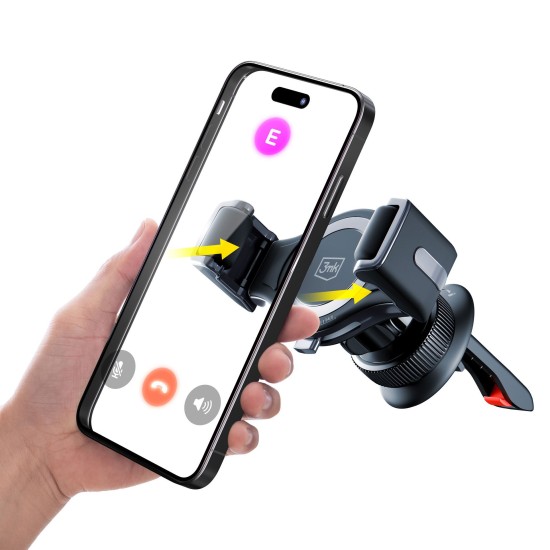 3MK Memo Hug Air Vent Car Mount Holder with Puller Clip 4.5 - 6.7 inch - Melns - Universāls stiprinājums turētājs auto ventilācijas režģa