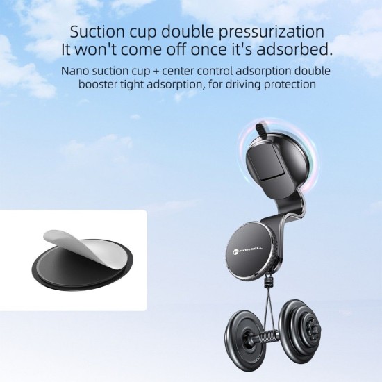 Forcell F-Grip MagFlex Magnetic Phone Holder with MagSafe for Dashboard / Windshield - Melns - Universāls stiprinājums uz automašīnas paneļa vai loga
