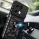 Tech-Protect Camshield Pro Back Case priekš Xiaomi Poco X7 Pro - Melns - triecienizturīgs silikona-plastikāta aizmugures apvalks ar gredzenu / bampers-vāciņš
