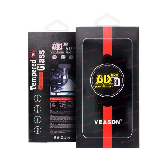 6D Pro Veason Full Glue Tempered Glass screen protector priekš Samsung Galaxy A22 5G A226 - Melns - Ekrāna Aizsargstikls / Bruņota Stikla Aizsargplēve