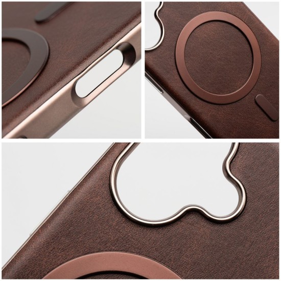 Gentleman MagSafe Back Case priekš Apple iPhone 16 Pro - Brūns - mākslīgās ādas aizmugures apvalks / bampers-vāciņš