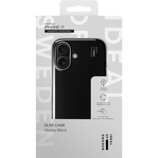 iDeal of Sweden Slim Back Case with MagSafe priekš Apple iPhone 17 - Glossy Black - silikona aizmugures apvalks / bampers-vāciņš
