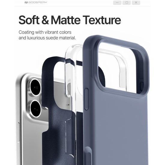 Mercury Pure Silicone Case (Microfiber Soft Touch) with MagSafe priekš Apple iPhone 17 - Ceriņu - matēts silikona aizmugures apvalks (bampers vāciņš)